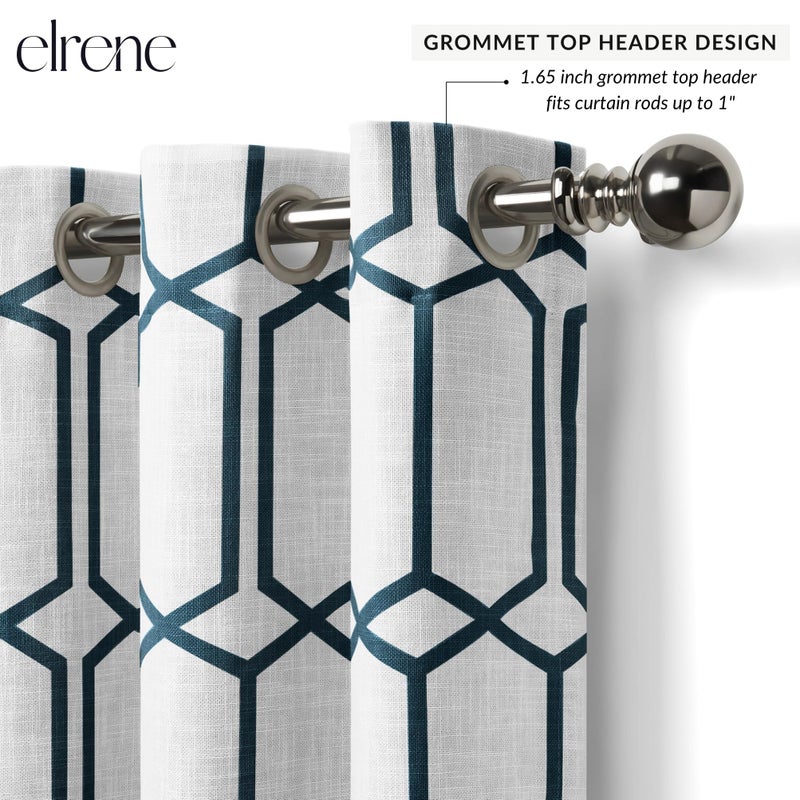 Elrene Home Fashions Kaiden Geometric Room-Darkening Window Curtain, Single Panel, 52" W x 95" L (1 Panel), Indigo - Image 2
